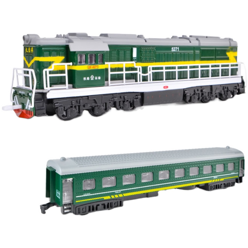 合金东风7C内燃机车DF7c火车玩具绿皮车厢仿真HXD3电力机车模型